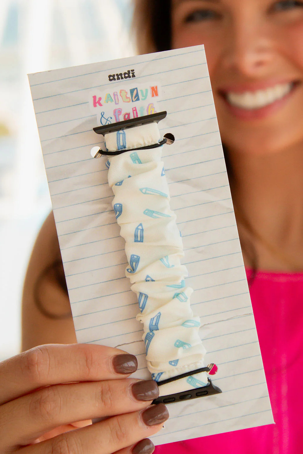 Blue Make Your Mark Scrunchie Watch Band | Shop Andi