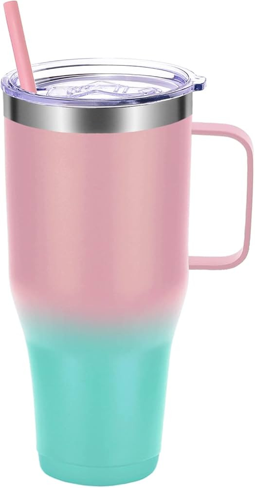 Merfefe 40oz Insulated Coffee Tumbler with Handle.40 oz Tumbler with Handle and Lid and Straw.Kee... | Amazon (US)