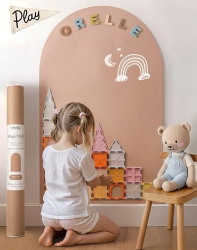 Orelle MagicWall | Magnetic Arch Wall Decal – Repositionable & Renter-Friendly | Peel & Stick Magnetic Wall Decal Chalkboard | Playroom Essentials | Large 24 x 39” | Mocha | Amazon (US)