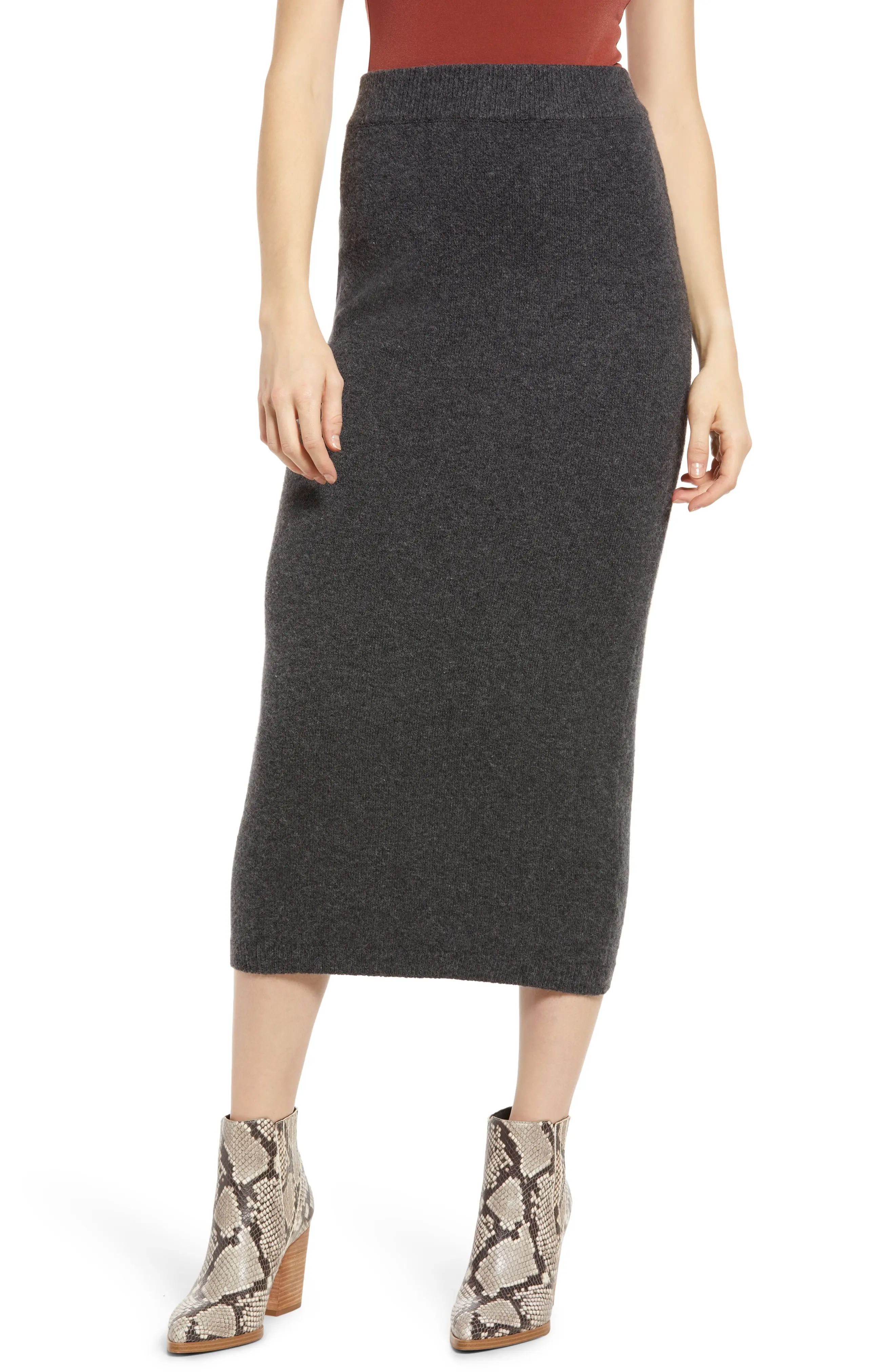 Treasure & Bond Sweater Skirt, Size Medium in Grey Dark Charcoal Heather at Nordstrom | Nordstrom