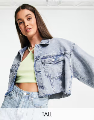 DTT Tall cropped oversized denim jacket | ASOS (Global)