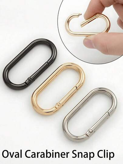 5pcs Oval Carabiner Spring Clips, Metal Spring Key Ring, Trigger O-Ring Hook Spring Key Ring Buckle Oval Dog Clip, Suitable For Bags, Wallets, Keychains | SHEIN