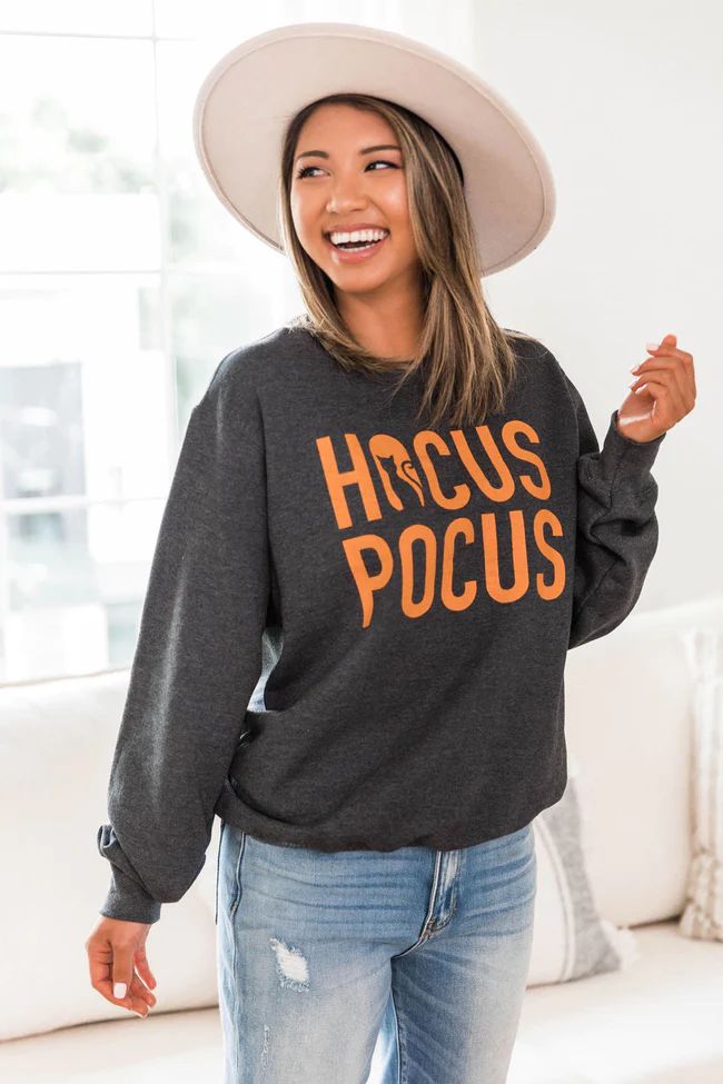Hocus Pocus Graphic Dark Heather Sweatshirt | The Pink Lily Boutique