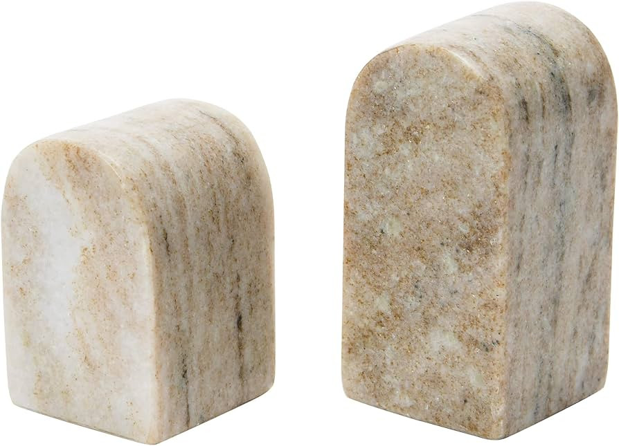 Creative Co-Op Contemporary Decorative Office Shelves and Marble, Set of 2 Bookends, Beige, 2 | Amazon (US)