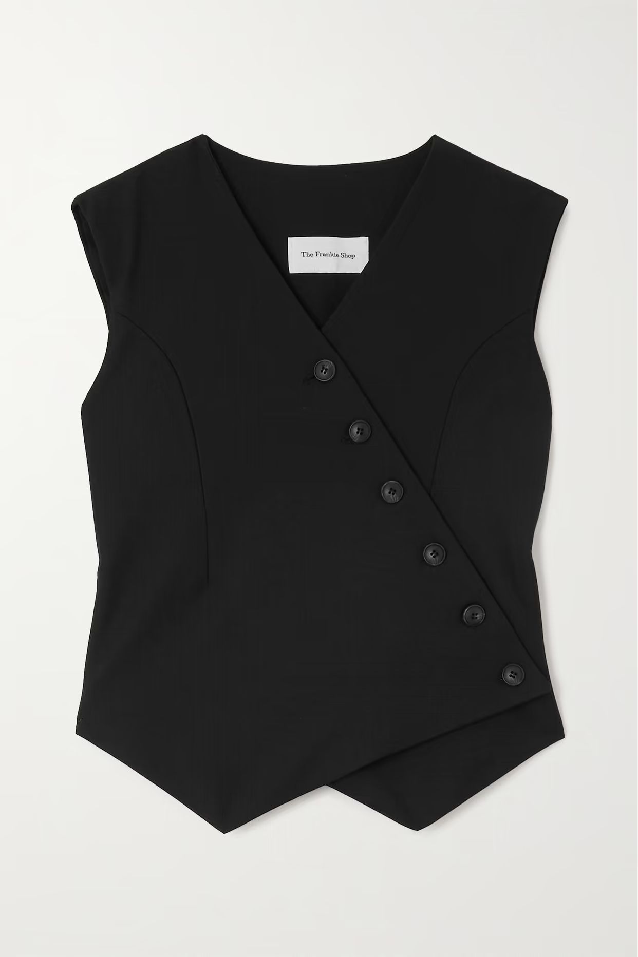 The Frankie Shop - Maesa Asymmetric Woven Vest - Black | NET-A-PORTER (US)