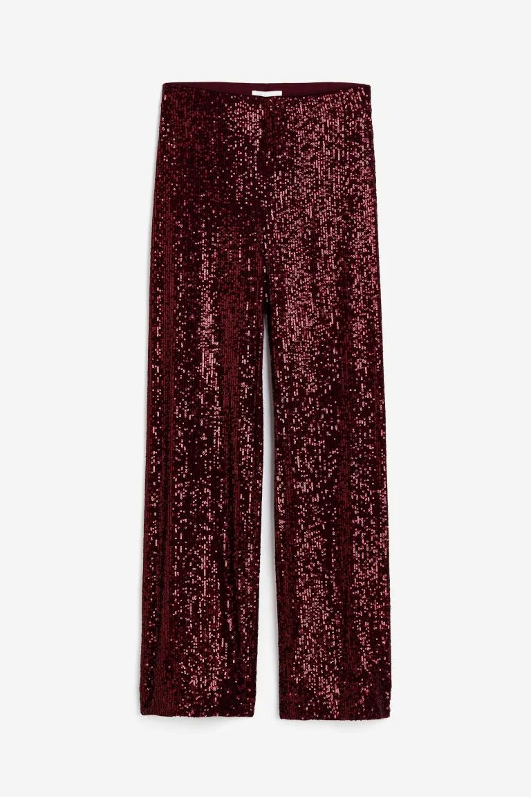 Sequined Pants - Dark red - Ladies | H&M US | H&M (US + CA)