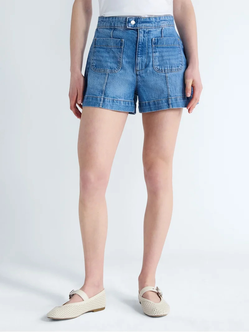 Free Assembly Women's Patch Pocket Denim Shorts, 3" Inseam, Sizes 0-18 | Walmart (US)