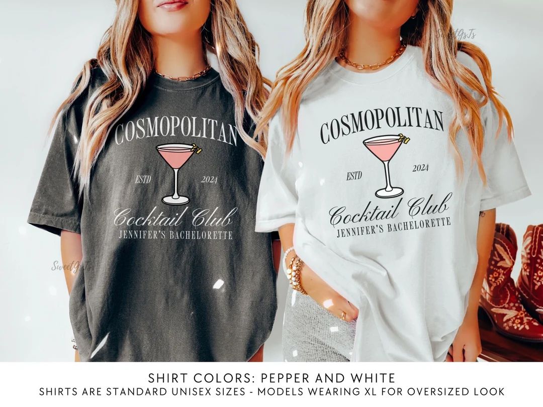 Cosmopolitan Bachelorette Shirts, Custom Cocktail Club Tshirts, Personalized Luxury Bachelorette ... | Etsy (US)