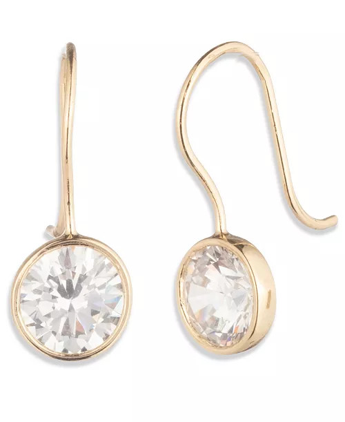 Cubic Zirconia Silver-Tone Drop Earrings (also in Gold-Tone) | Macy's