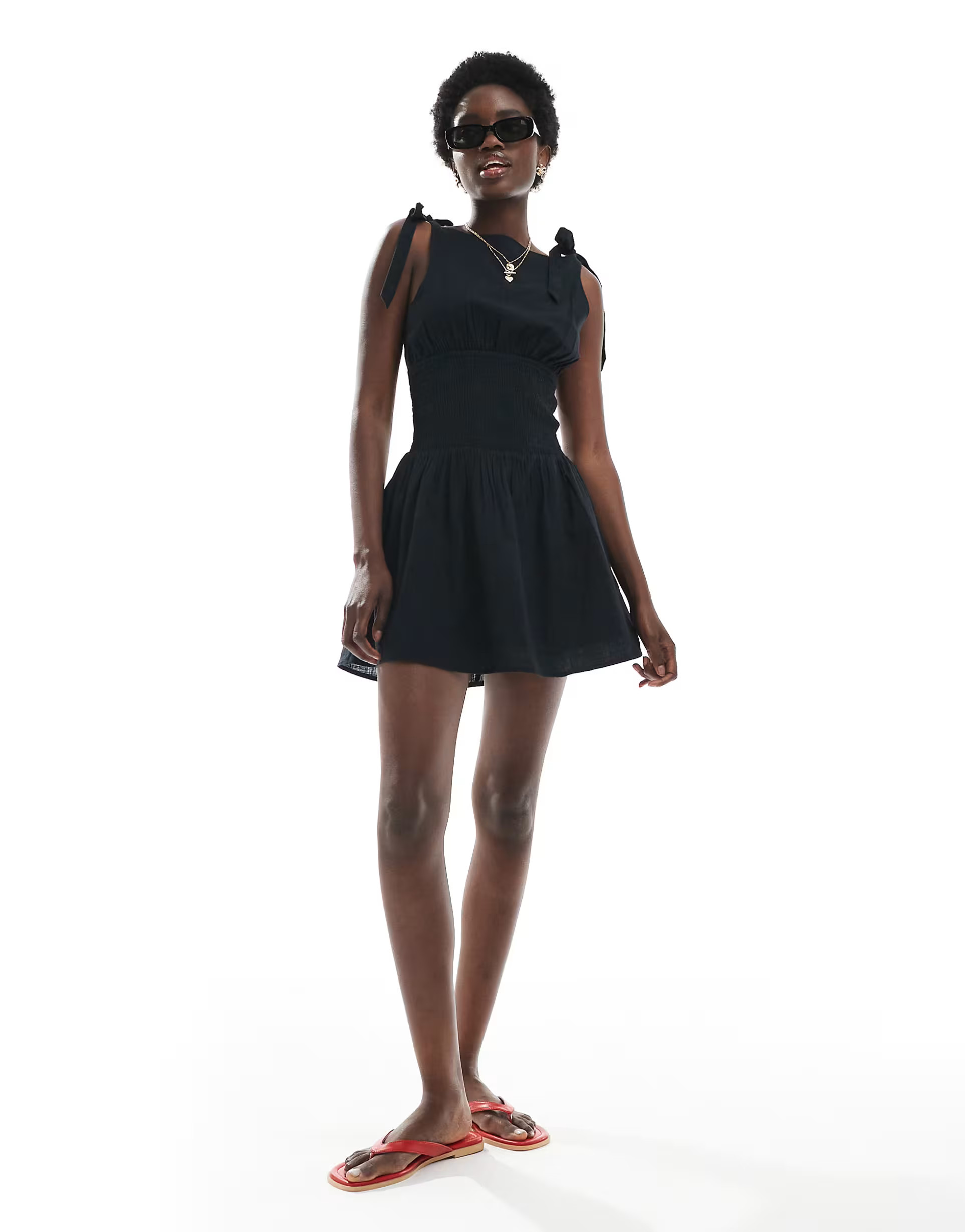 Cotton On lola tie shoulder mini dress in black | ASOS | ASOS (Global)