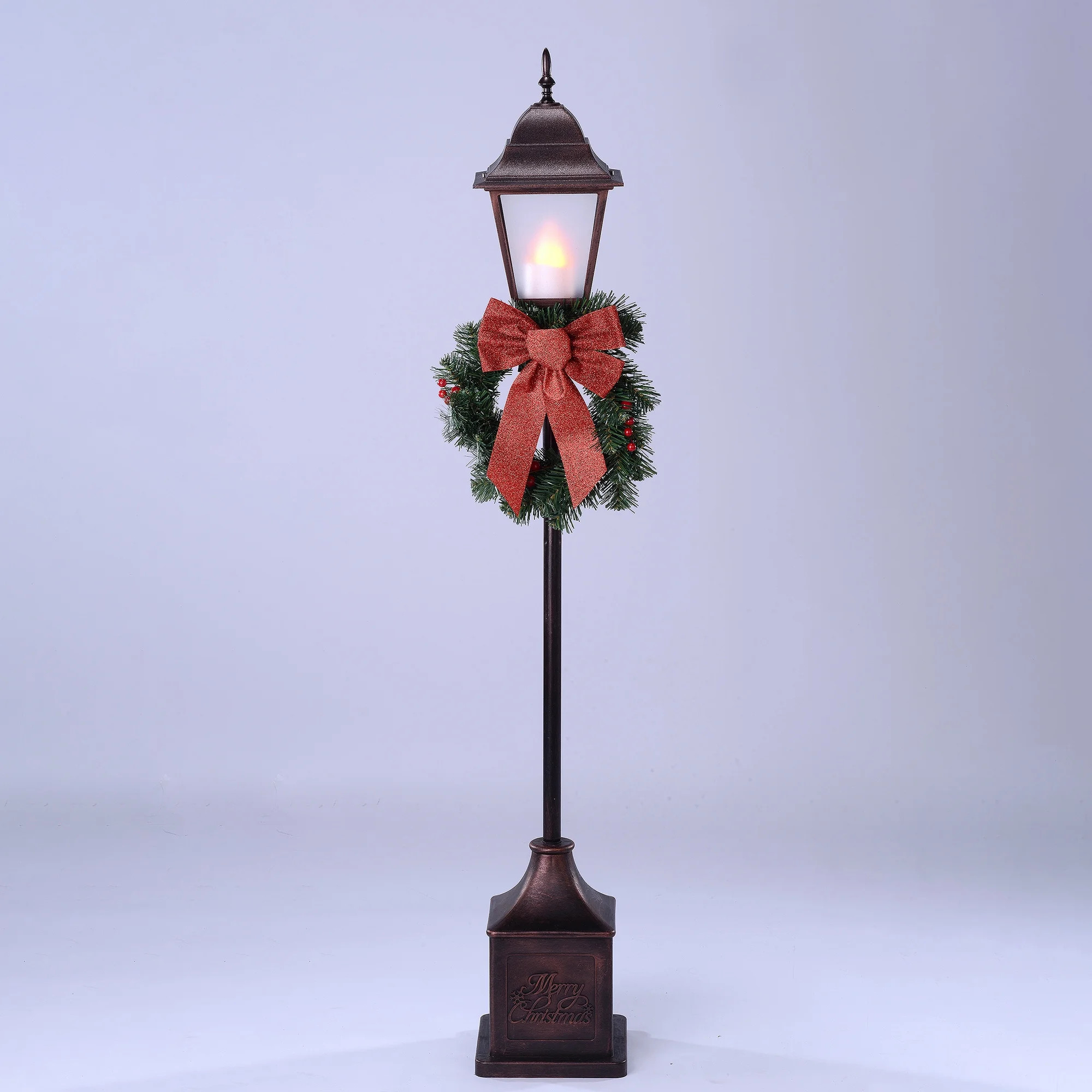 4' Pre-Lit Battery-Operated Christmas Lamp Post with Timer, Holiday Time | Walmart (US)