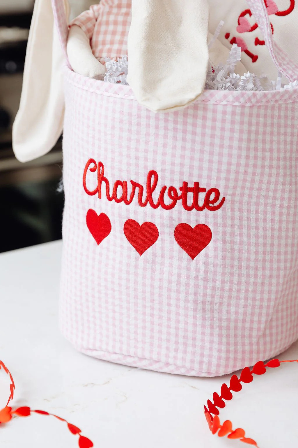 Gingham Valentine's Day Basket | Sprinkled With Pink