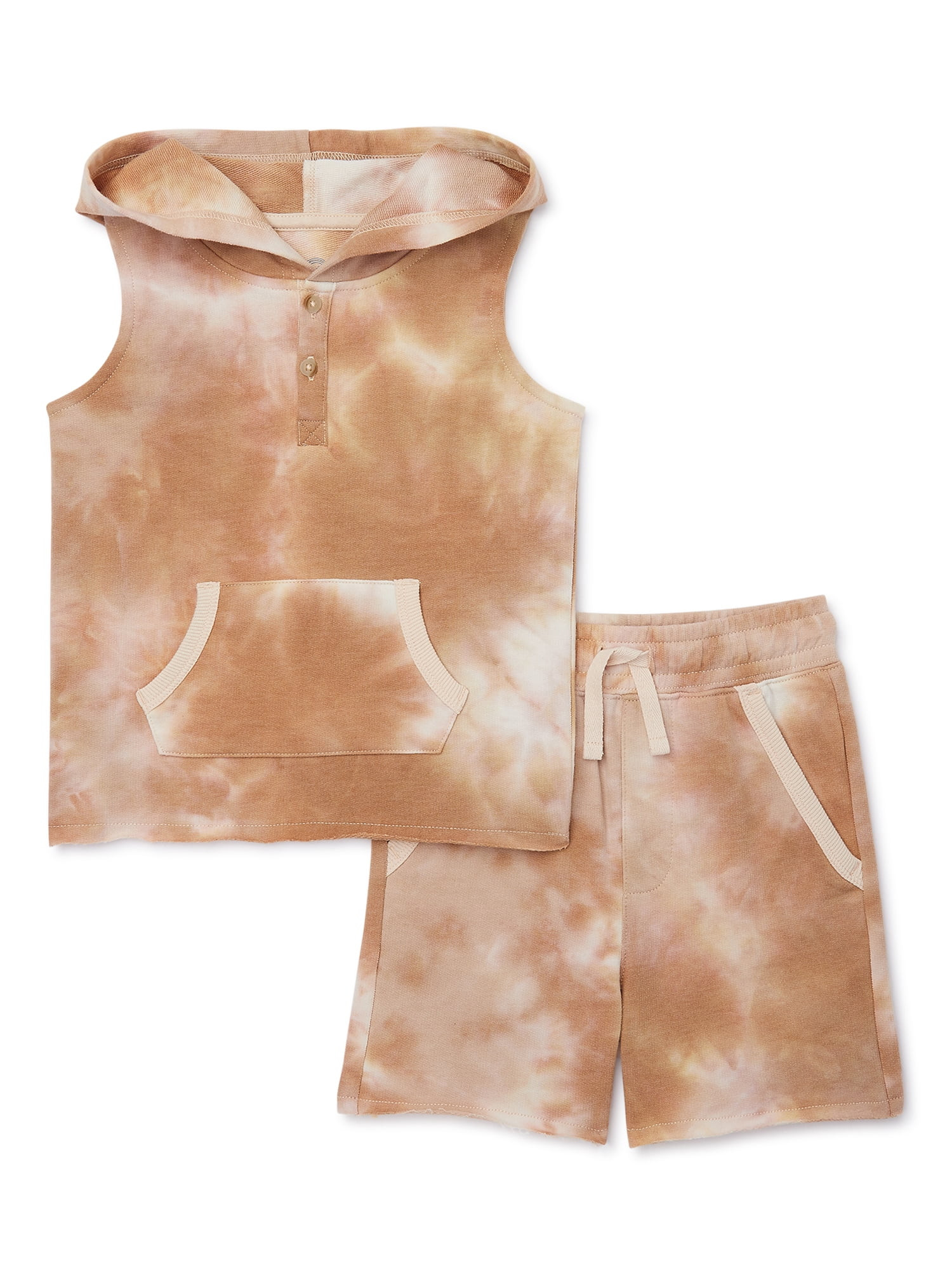 Wonder Nation Toddler Boy Hooded Tank Top and Shorts Outfit Set, 2-Piece, Sizes 12M-5T | Walmart (US)