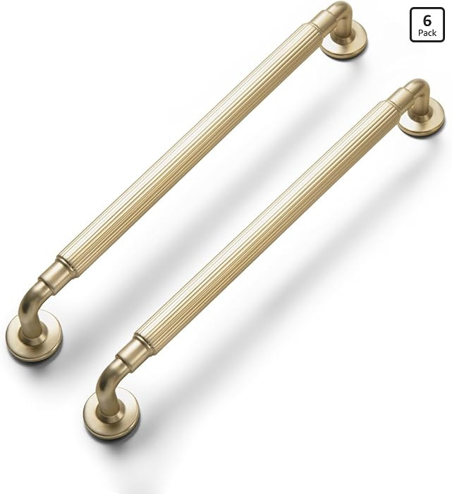 Goo-Ki Champagne Bronze Reeded Cabinet Pulls – 6 Pack 7 9/16 Inch Modern Textured Drawer Handle... | Amazon (US)