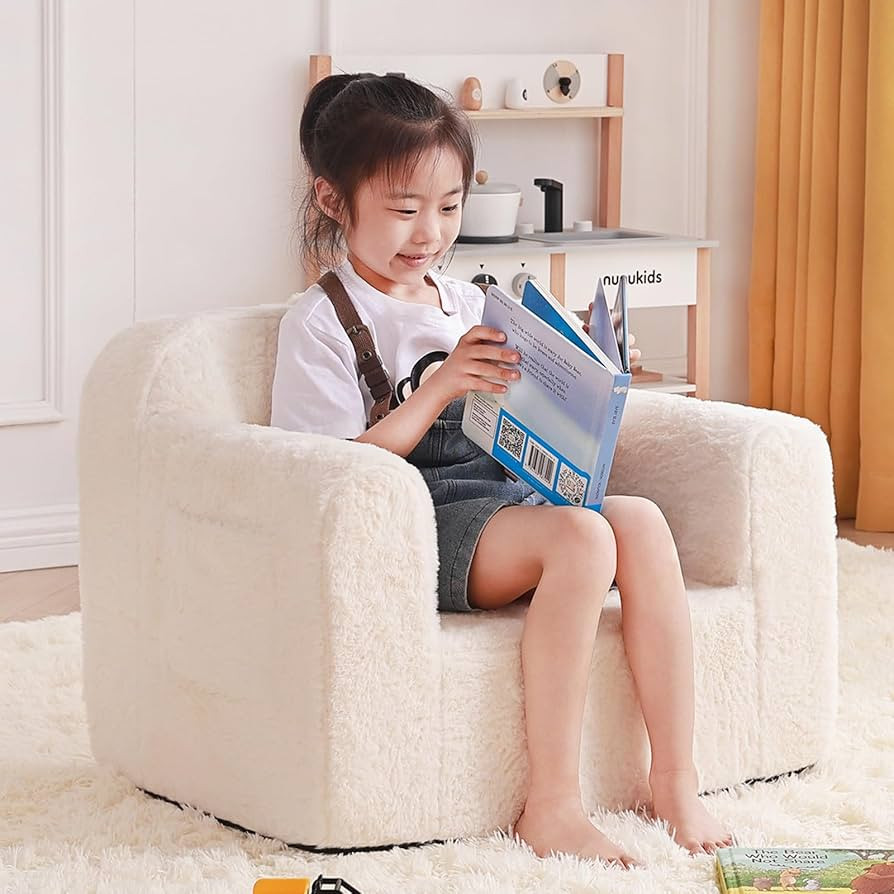 Toddler Chair Plush Kids Couch, Comfy Kids Sofa Toddler Lounger Chair for Bedroom, Convertible To... | Amazon (US)