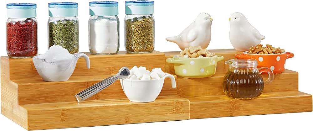 RoyalHouse Bamboo Expandable Spice Rack Organizer, 3-Tier Adjustable Kitchen Cabinet, Countertop ... | Amazon (US)