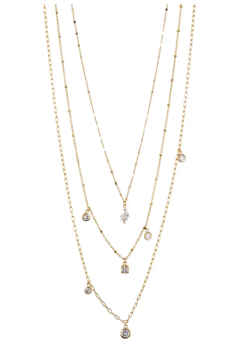 Triple Layered Delicate Multi Stone Charm Necklace | Nordstrom Rack