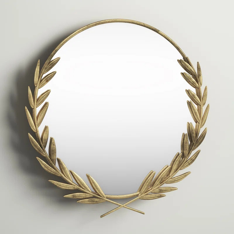 Oradee Grecian Round Iron Wall Mirror 22 Inches - Gold | Wayfair North America