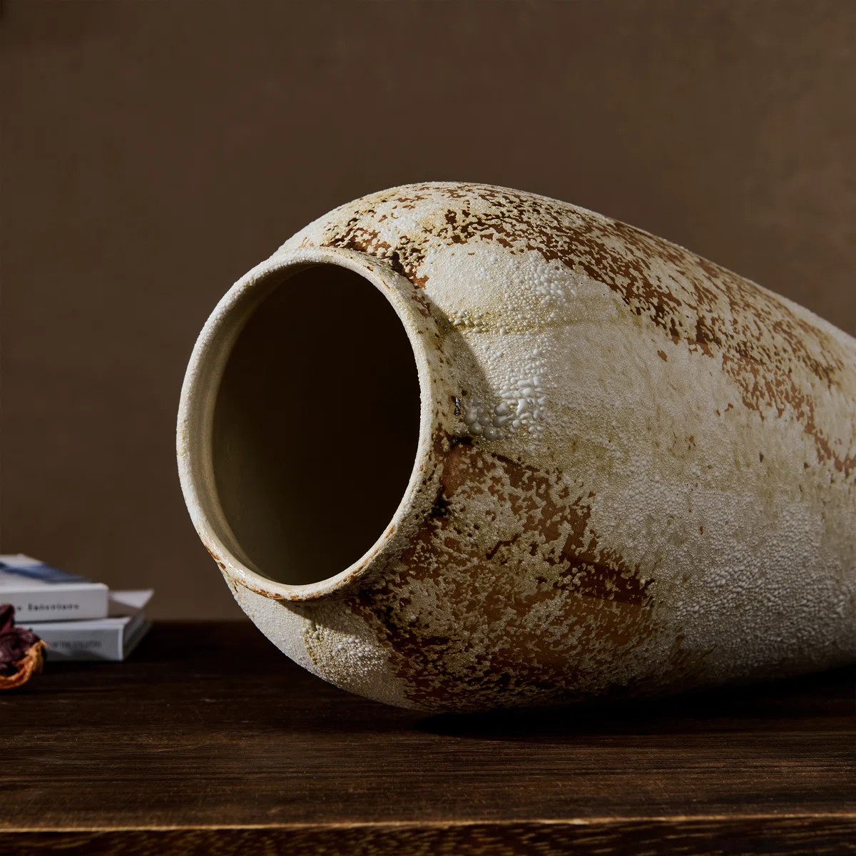 Handmade Ceramic Wide Textured Table Vase, Rustic Style Decorative Vase for Home, Office, Bedroom... | Wayfair North America