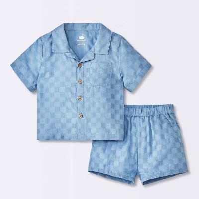 Baby Boys' Checkered Top & Bottom Set - Cloud Island™ Blue | Target