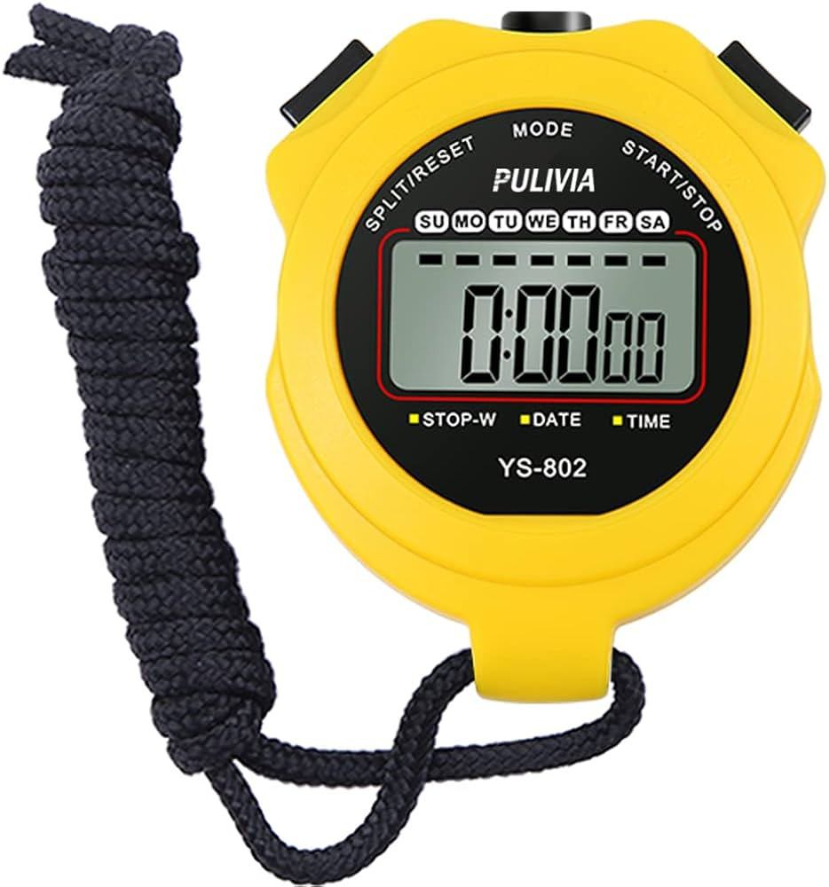 PULIVIA Stopwatch Sport Timer Lap Split Digital Stopwatch with Clock Calendar Alarm, Large Displa... | Amazon (US)