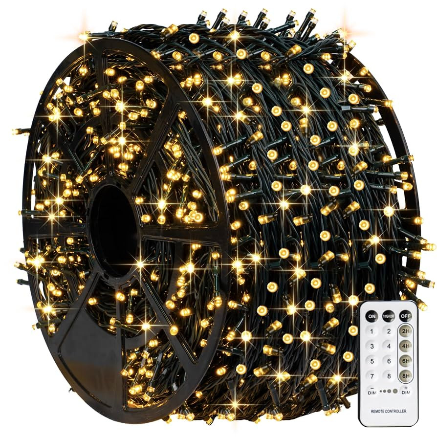 TW SHINE Christmas Lights, 1000 LED 328FT Christmas Tree Lights Plug in with 8 Modes, Remote Wate... | Amazon (US)