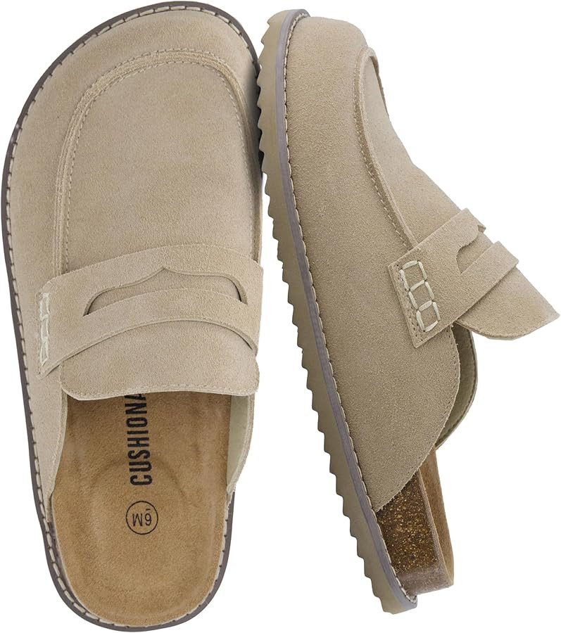 CUSHIONAIRE Zola Women’s Penny Clog Mule – Suede Slip-On with Memory Foam, Cork Footbed & Fle... | Amazon (US)