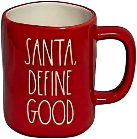 Rae Dunn SANTA DEFINE GOOD Red Mug w/ White LL & Interior 16oz Ceramic Christmas Mug | Amazon (US)