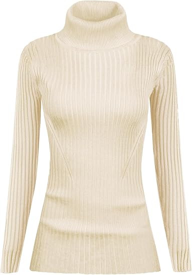 v28 Turtleneck Ribbed Sweaters for Women Cute Sexy Knitted Warm Fitted Sweater | Amazon (US)