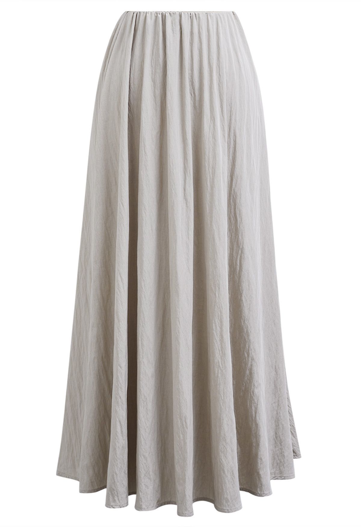 Graceful Breeze Elastic Waist Maxi Skirt in Oatmeal | Chicwish