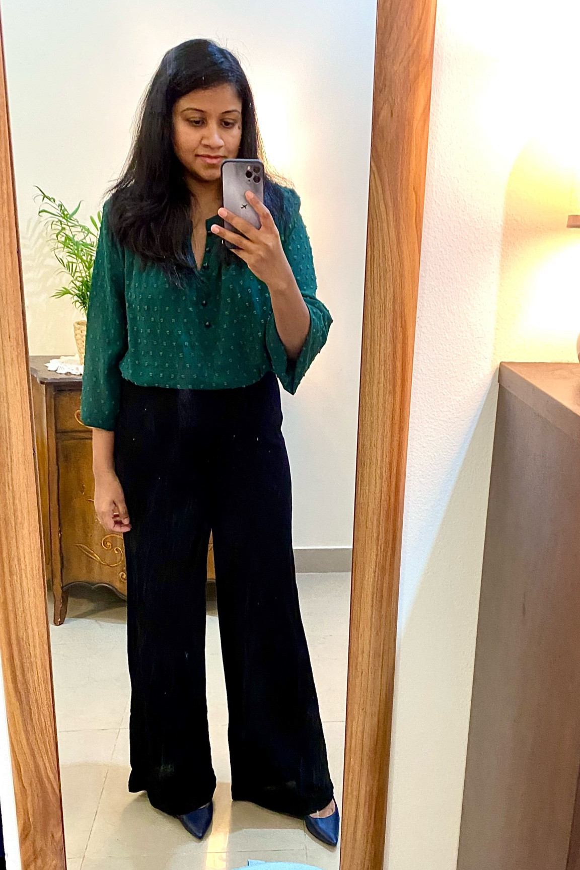 5 Ways to wear a forest green blouse 
With wide leg pants 

#LTKHoliday #LTKSeasonal #LTKCyberweek