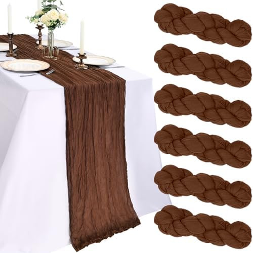 6 Pack 10FT Brown Cheesecloth Table Runner 120 Inch Long Gauze Rustic Boho Cheese Cloth Table Run... | Amazon (US)
