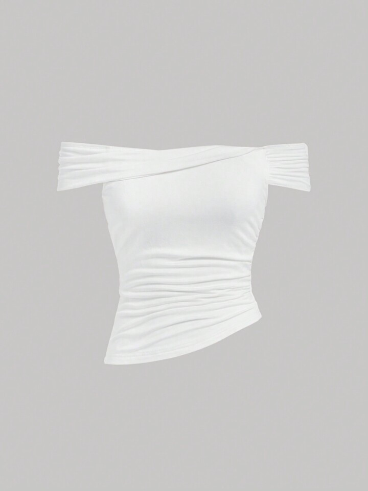 SHEIN MOD Women's Solid Color Off-Shoulder Short Sleeve Top | SHEIN