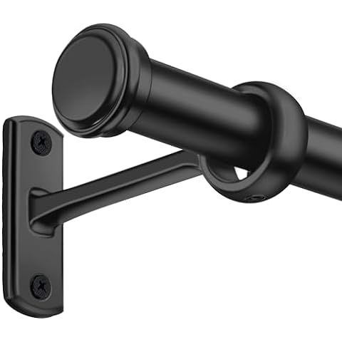 Zeerobee Curtain Rods for Windows 28 to 48, 1 Inch Black Curtain Rod Set, Heavy Duty Drapery Rods... | Amazon (US)