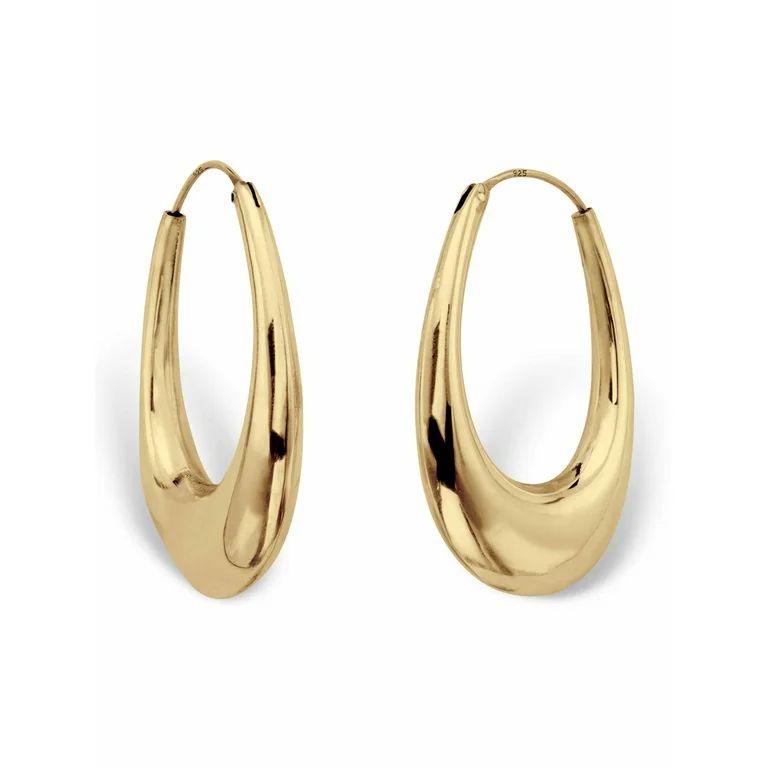 Polished Oval Puffed Hoop Earrings in Hollow 18K Gold Plated Sterling Silver | Walmart (US)