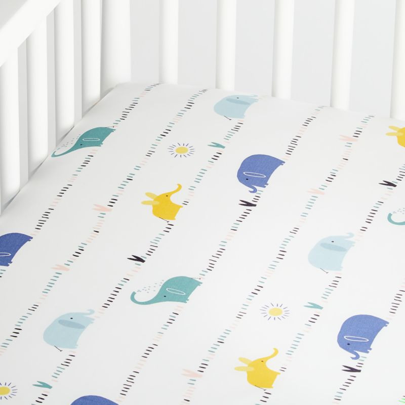 Organic Elephant Baby Crib Fitted Sheet + Reviews | Crate & Kids | Crate & Barrel