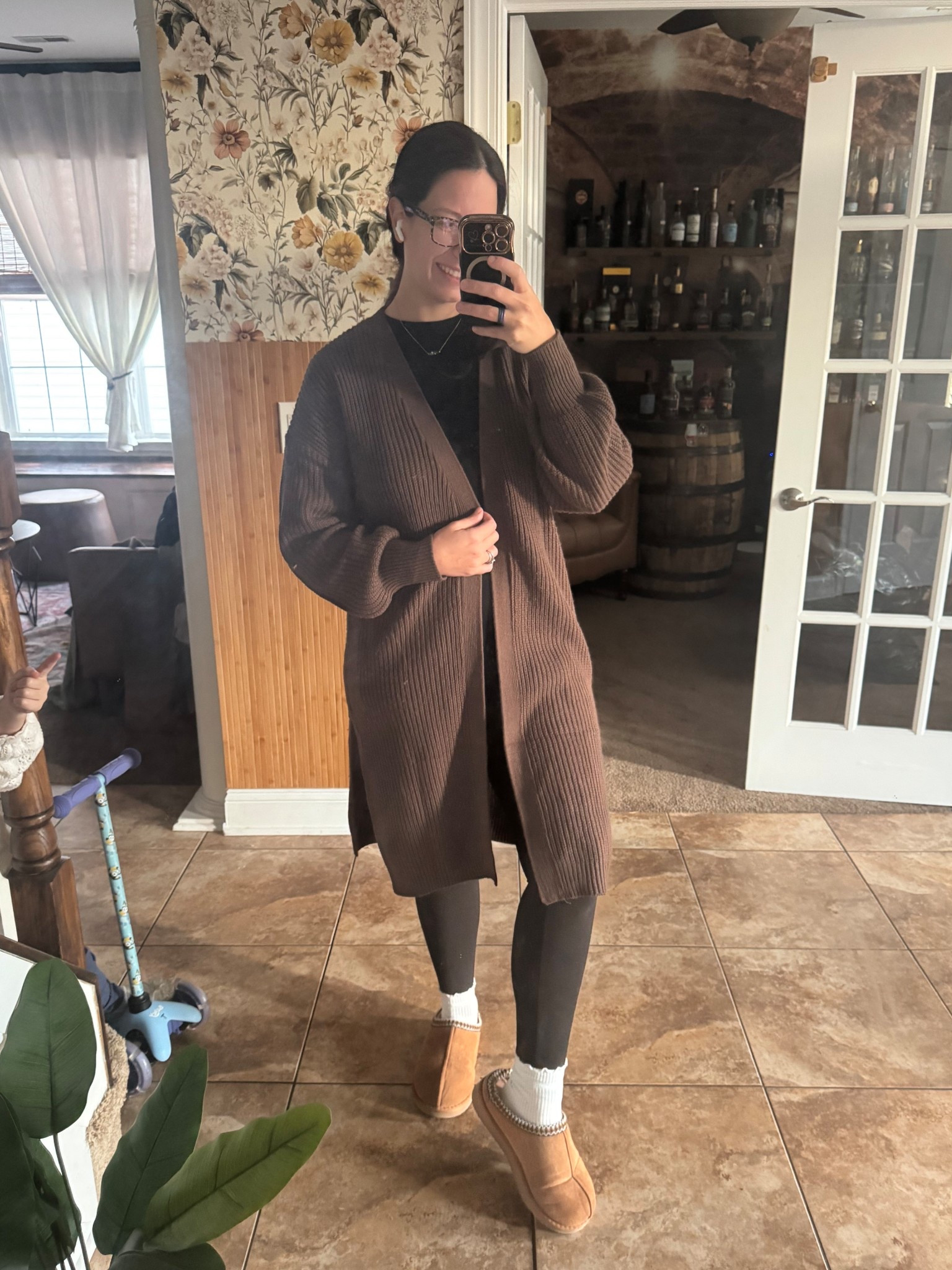 My work from home look today while taking care of a sick kid. Keeping it cozy with an oversized cardigan and leggings. 

#LTKootd #LTKdayinmylife #LTKMidsize