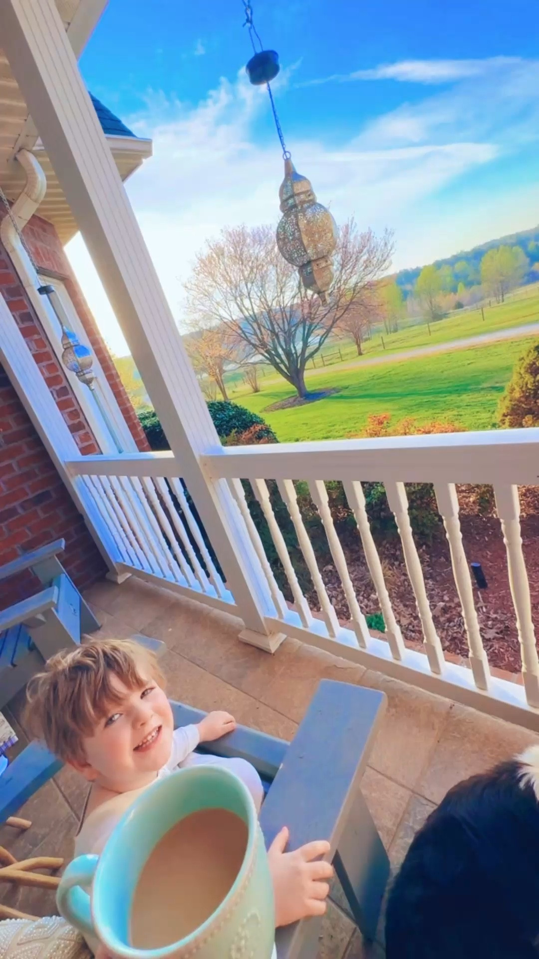 morning coffee ☕️ and front porch time 🪑 with my firstborn 👶🏼 - just doesn’t get better than this ☀️🌾 #soundsofspring
