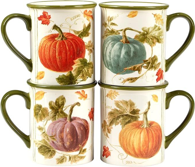 Certified International Autumn Harvest 16 oz. Mugs, Set of 4, 4 Count (Pack of 1), Multicolor | Amazon (US)