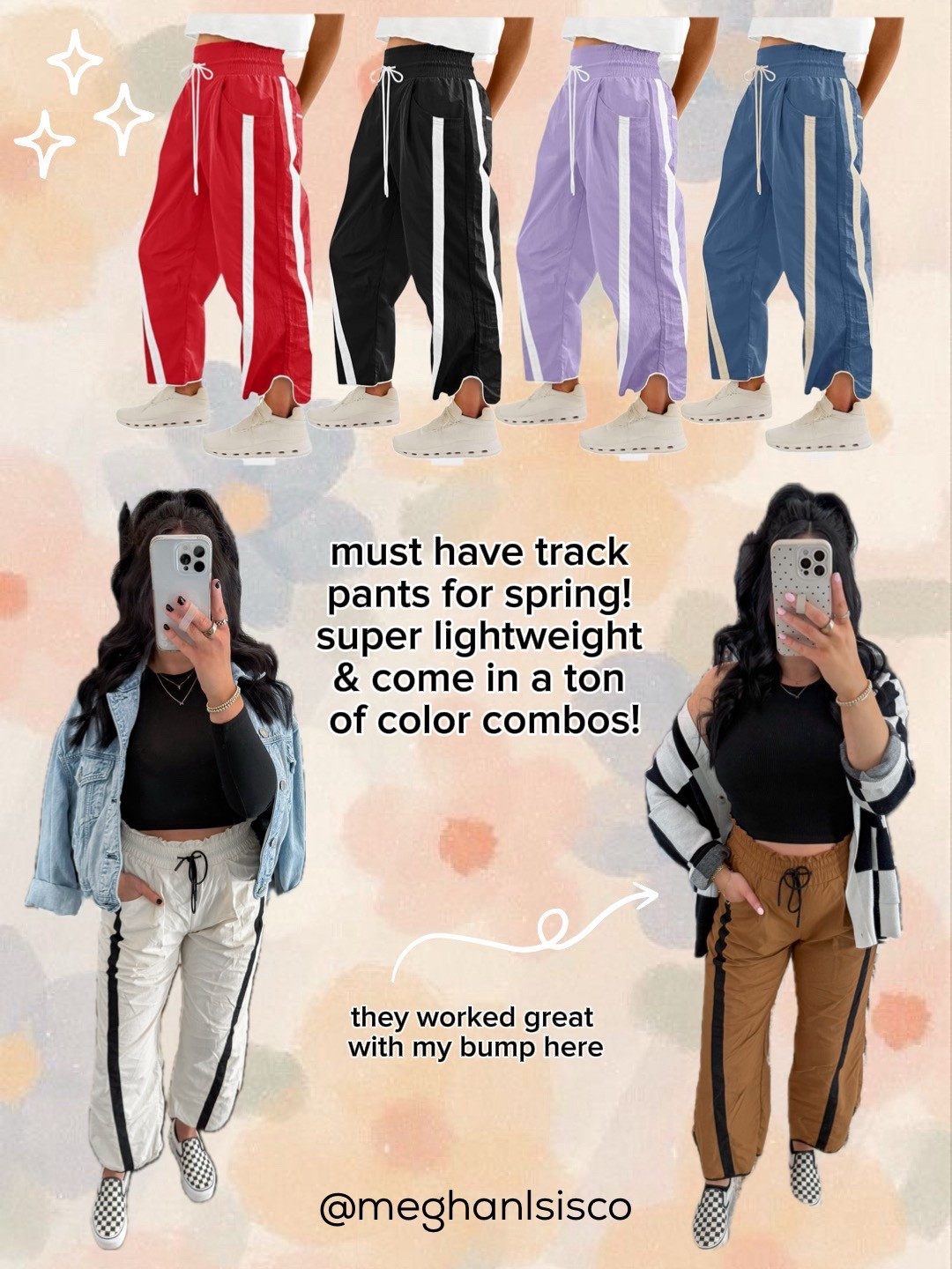 Must have lightweight track pants for spring & summer! They come in quite a few color combos and still work with my bump! (Wearing the size small!) 🖤



#LTKootd #LTKSaleAlert