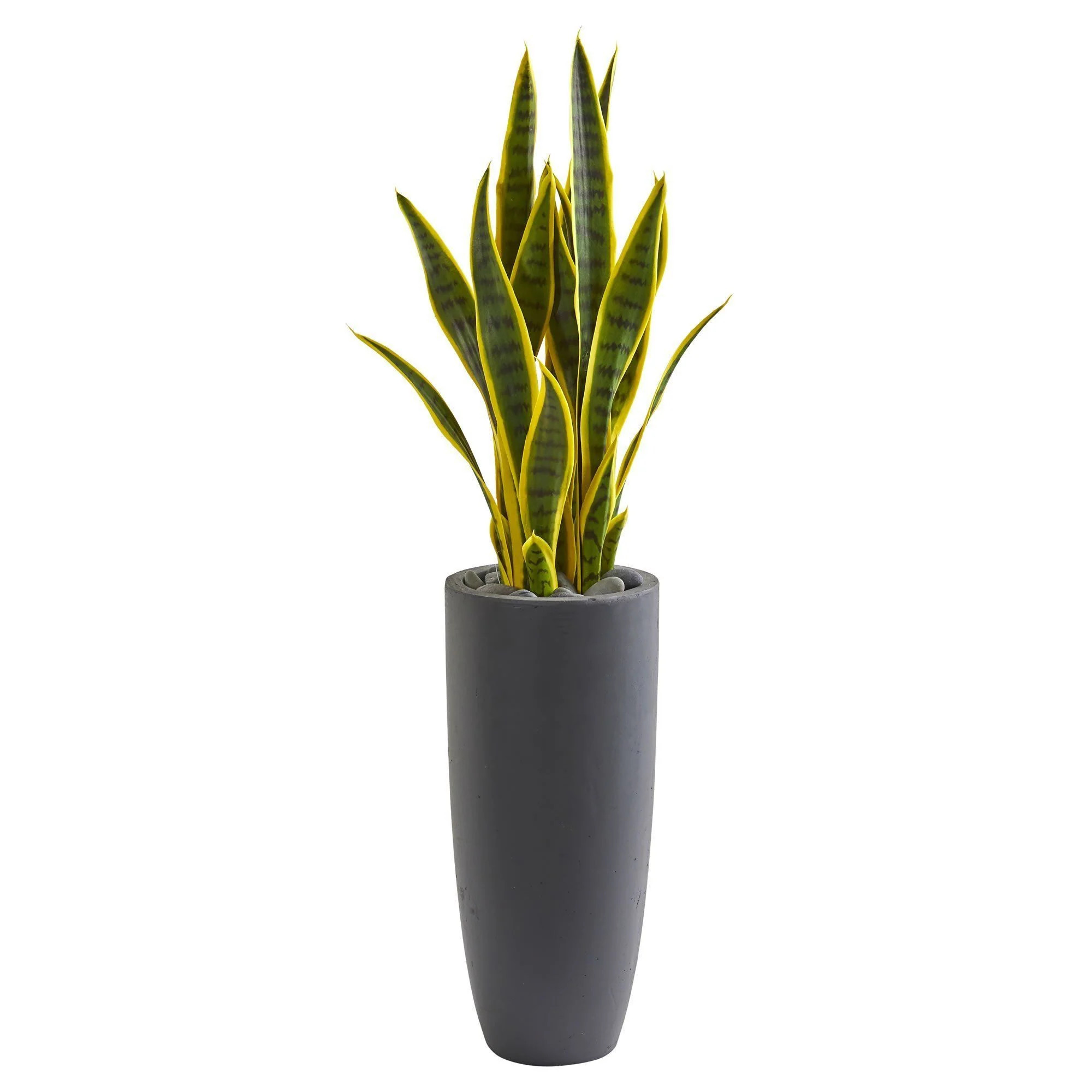 3’ Sansevieria Artificial Plant in Gray Bullet Planter | Nearly Natural | Nearly Natural