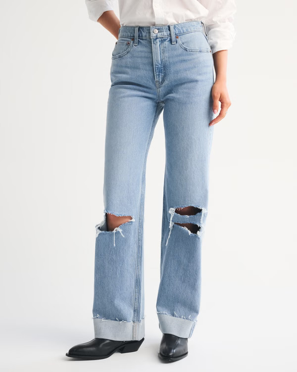 High Rise 90s Relaxed Cuffed Hem Jean | Abercrombie & Fitch (US)