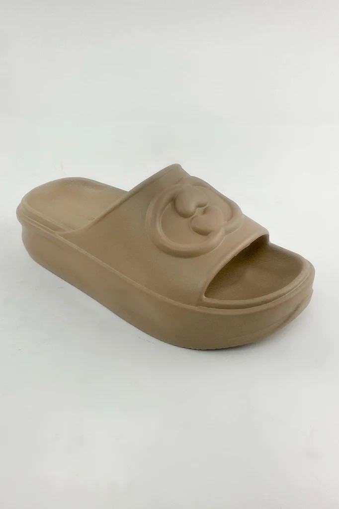 IN STOCK!! The Cloud Slide Sandal in Nude | Glitzy Bella