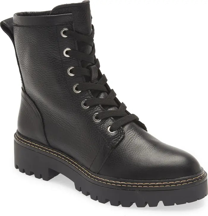 Moonie Water Resistant Leather Combat Boot (Women) | Nordstrom Rack