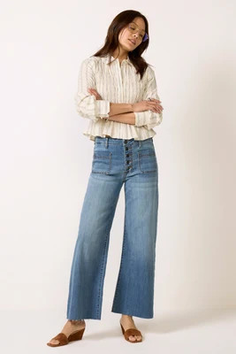 KUT FROM THE KLOTH Women's Meg Wide Leg w/ Buttons Jeans, Size 2, Blue | Evereve