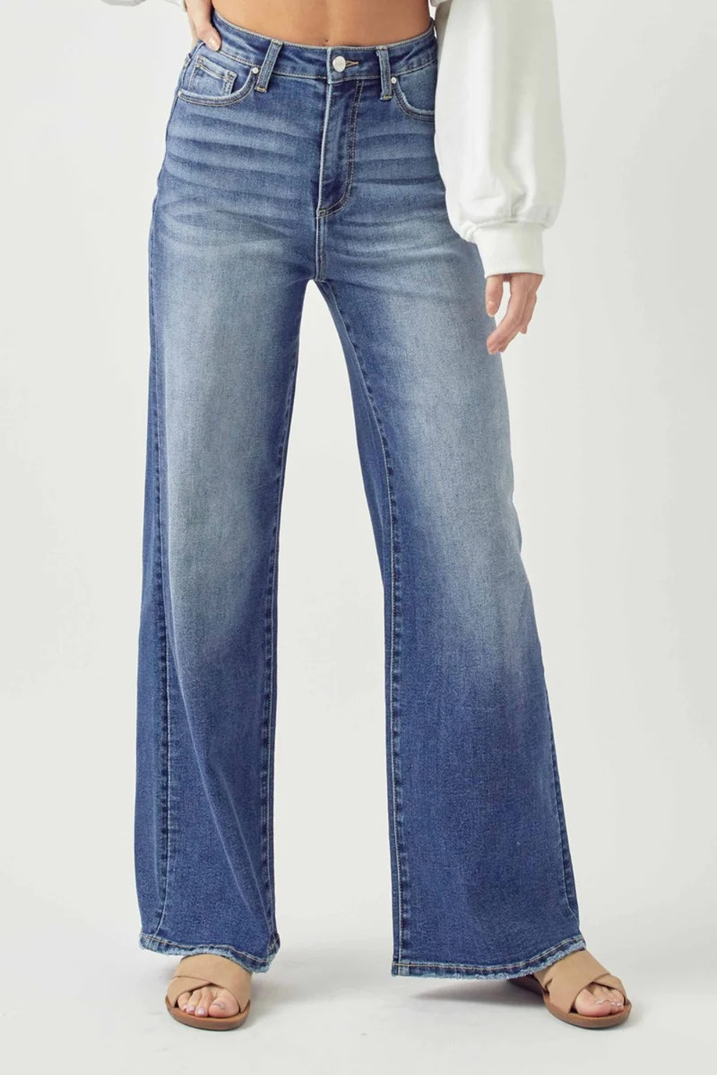 Risen Full Size High Rise Wide Leg Jeans | @shopisostyle