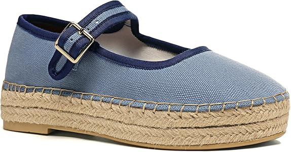 Women's Mary Jane Woven Espadrilles Ballet Flats for Women Outsole Canvas Summer Ballerina Flats. | Amazon (US)