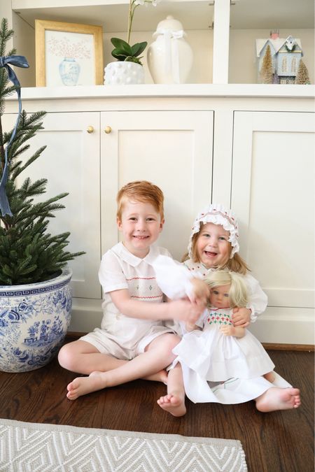 Brother Sister Christmas outfits from Feltman Brothers! These heirloom dress clothes will be something your children can pass down to their children! Look how sweet the baby doll and matching baby clothes are!

Christmas holiday outfits for littles girl boy toddler baby bonnet smocked preppy grandmillennial Christmas tree in chinoiserie pot planter decor

#LTKkids #LTKHoliday #LTKfamily