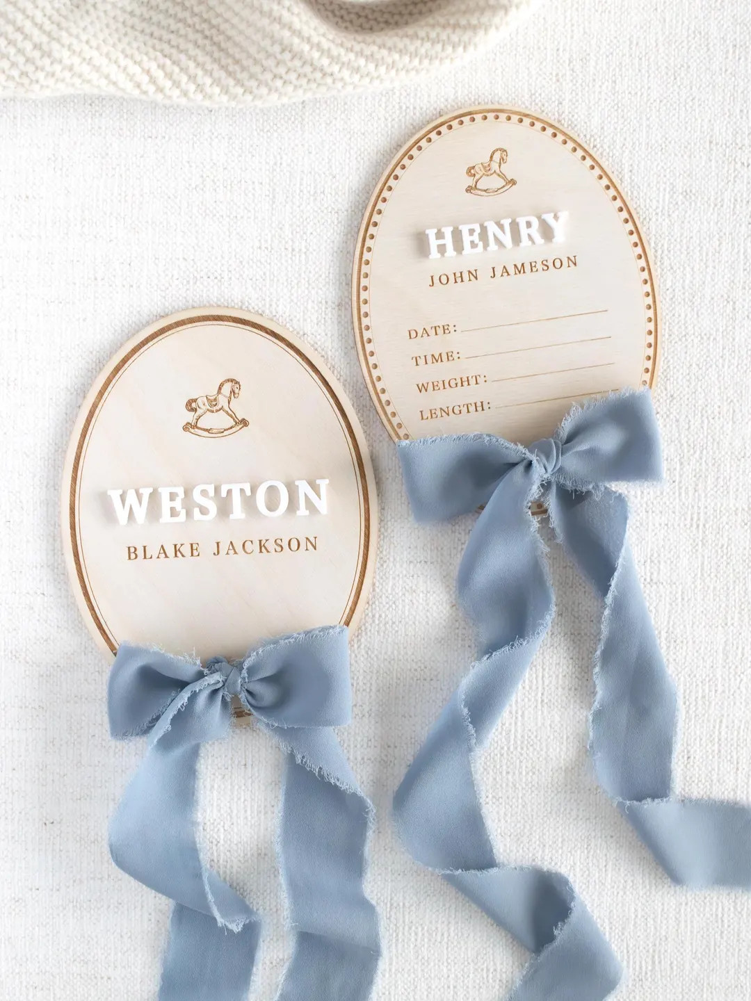 Baby Boy Name Announcement Sign: Newborn Hospital Birth Statistic With Bow and Rocking Horse - Et... | Etsy (US)