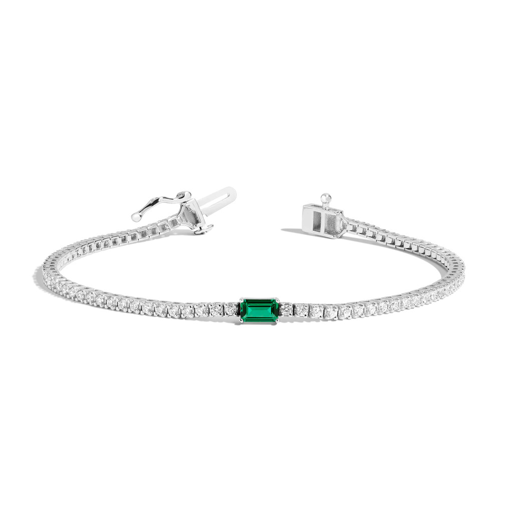 Lab Grown Diamond Tennis Bracelet with Emerald | AUrate New York